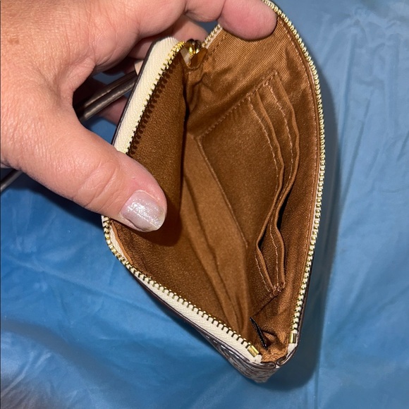 Coach Beige Monogram Wristlet Clutch with butterfly charm - Picture 6 of 6